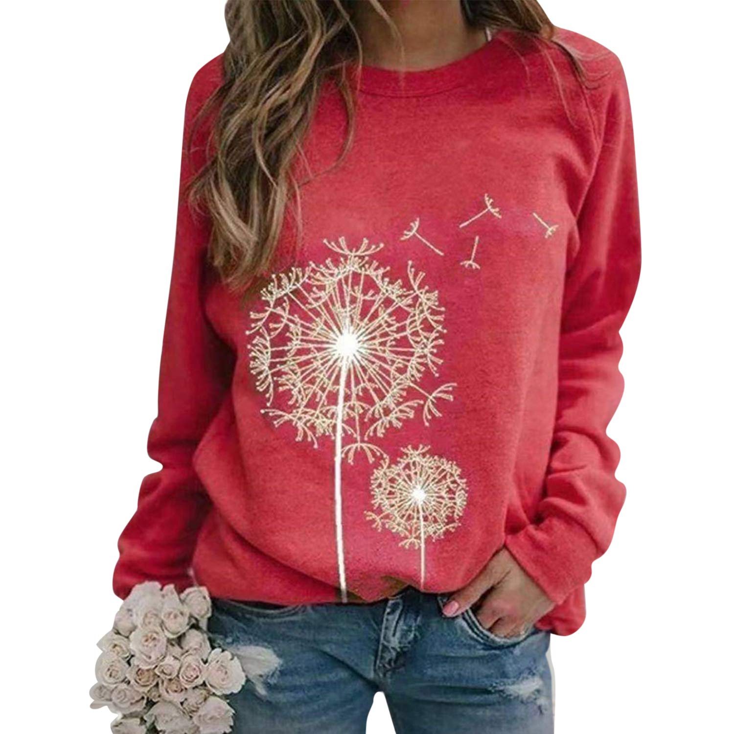Women's casual sweatshirt, without hood, sport, sweatshirt, round neck, long sle