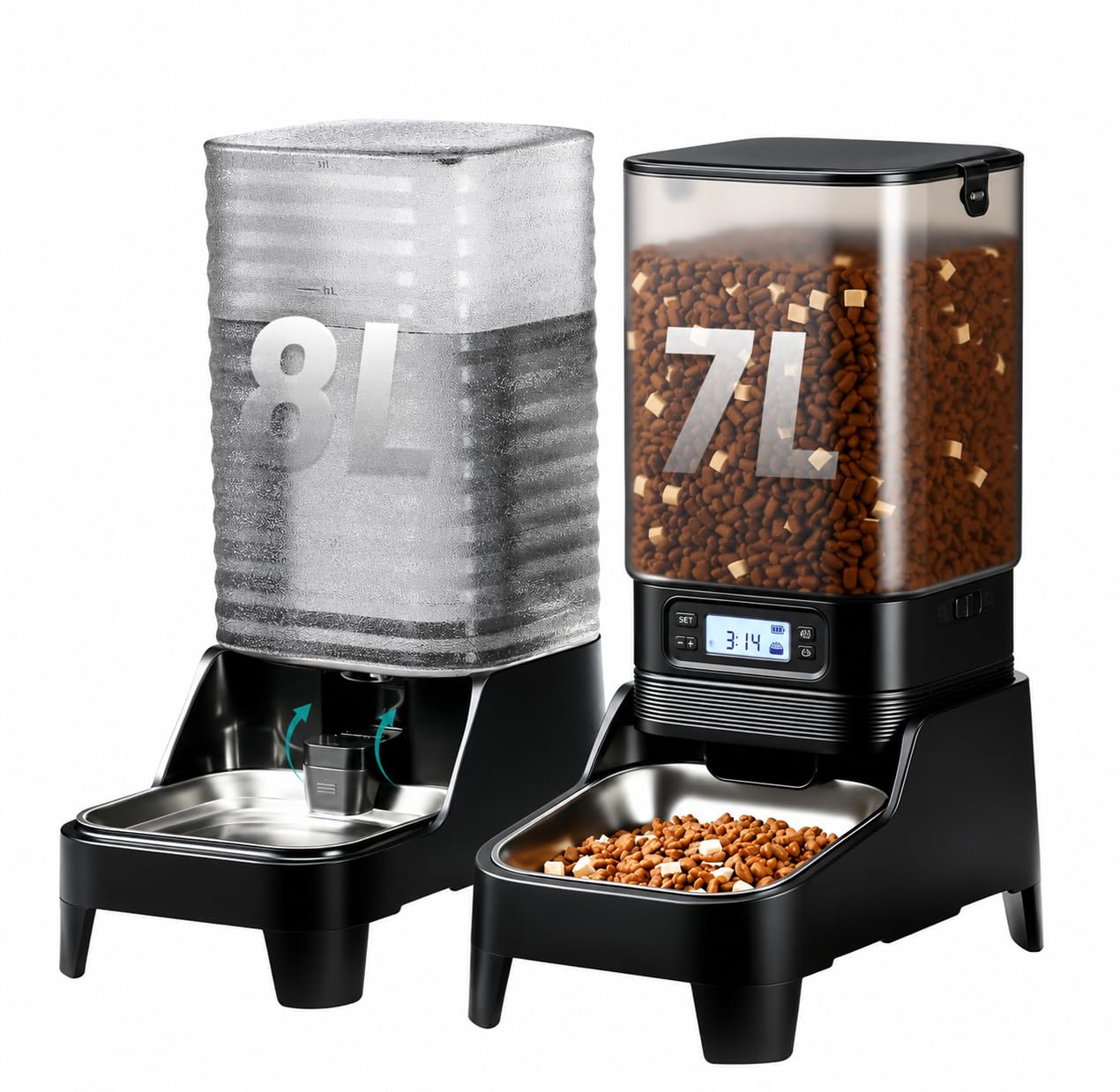 Marchul 15L Automatic Cat Feeder and Water Dispenser, Programmable Feeder