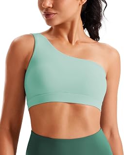 One Shoulder Sports Bras Low Impact Asymmetrical Padded Yoga Right Shoulder Strap Bra A-C Cups