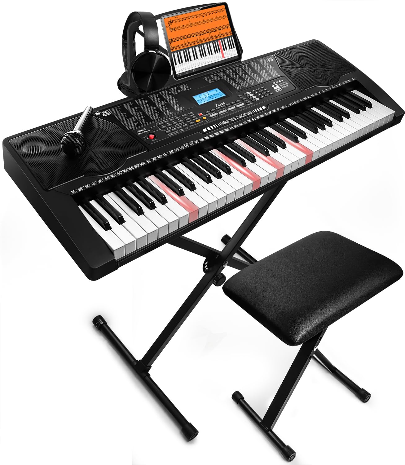 JIKADA 61 Key Portable Electronic Keyboard Piano,3 Teaching Modes | Electric Key