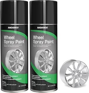 NADAMOO Aluminum Wheel Spray Paint, Semi-gloss Aerosol Car Rim Paint for Recolor and Protection of Metal Surface, Silvery, 2 Cans, 13 Oz Per Can