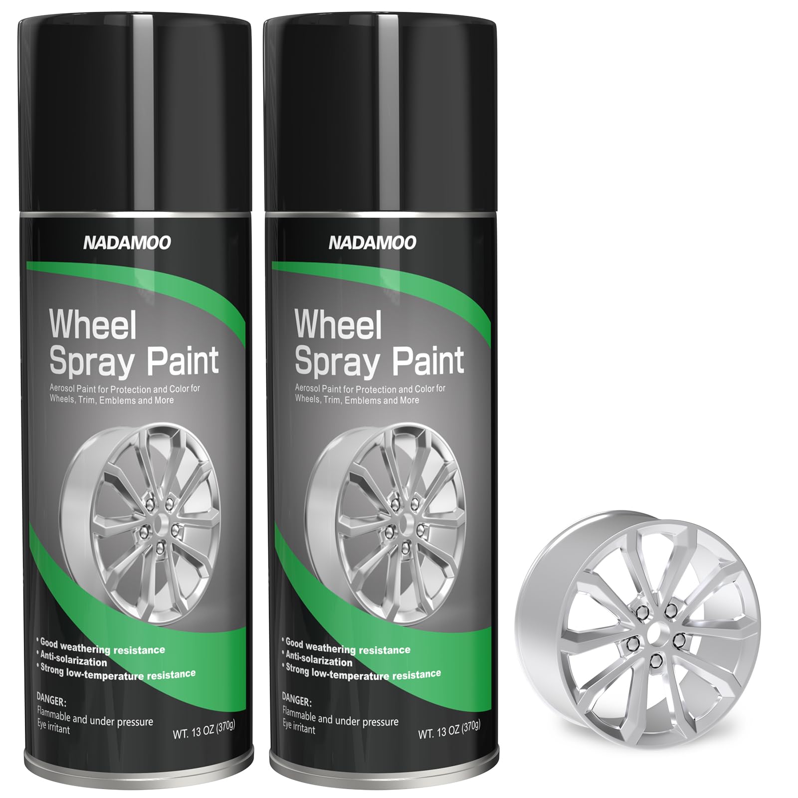 NADAMOO Aluminum Wheel Spray Paint, Semi-gloss Aerosol Car Rim Paint for Recolor