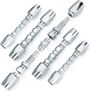 5PCS Hydraulic Hose Field Repair Kit,1/4" *2 1/2" 3/8" * 2 Inner Diameter Reusable Hydraulic Hose Fitting for SAE 100R2 R16 R17 R19 2-wire Hydraulic Hoses