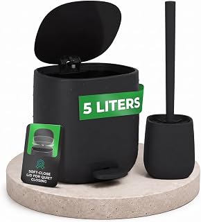 Yourcasa Bathroom Bin and Toilet Brush Set 5L Pedal Bin