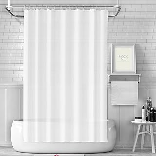 White Waterproof Fabric Shower Curtain Liner 72"x72" with PEVA Shower Curtain Liner with Rustproof Eyelets and 3 Magnets - Quality Soft Fabric Shower Liner