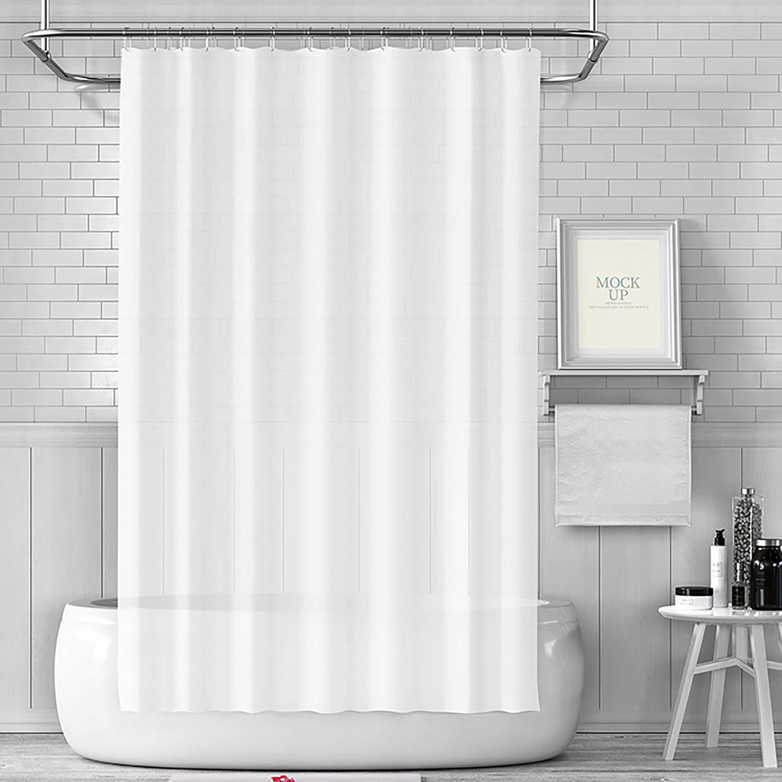 White Waterproof Fabric Shower Curtain Liner 72"x72" with PEVA Shower Curtain Li