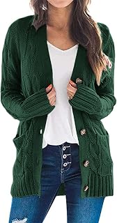 PRETTYGARDEN Women's Open Front Cardigan Sweaters Fall Fashion Button Down Cable Knit Chunky Winter Clothing Outerwear Coats