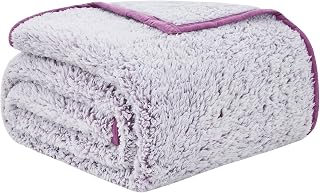 EMME Fluffy Fleece Blanket, Ultra-Soft, Large, Warm Sherpa Blanket, Microfibre, Cosy Blanket for Bed, Sofa, Lightweight, Fluffy, Thick Reversible Blanket (Purple, 152.4 x 203.2 cm)