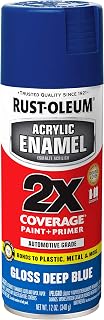 Rust-Oleum Acrylic Enamel 2X Spray Paint, Gloss Deep Blue | 2X Coverage | Paint & Primer | Bonds to Metal, Plastic & Wood | Any-Angle Spray | Fast Dry