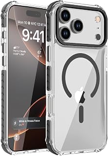 DEERLAMN for iPhone 18 Pro Max Case/iPhone 17 Pro Max Case Clear Black | Compatible with Magsafe Military Grade Drop Protection Transparent Slim Fit Anti-slip Shockproof Protective Phone Cover