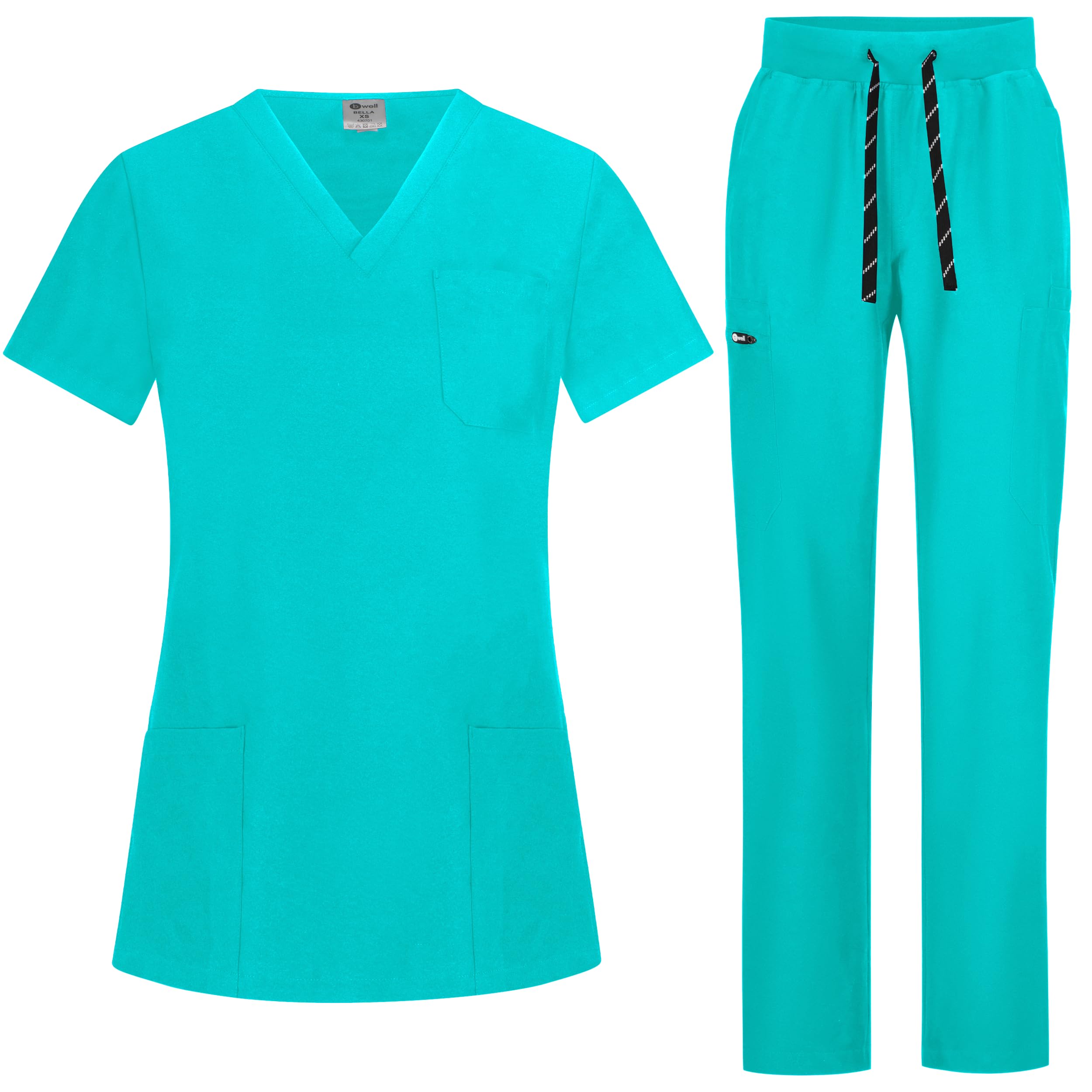B-well Bella Women's Elastic Health Uniform | Women's Health Uniform | Set with 