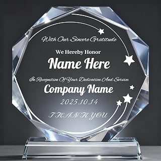 Custom Crystal Awards - Plaques Personalized Laser Engraved Trophy with UV Printing for Employee Recognition, Sports, Coworker Employee Appreciation Gifts
