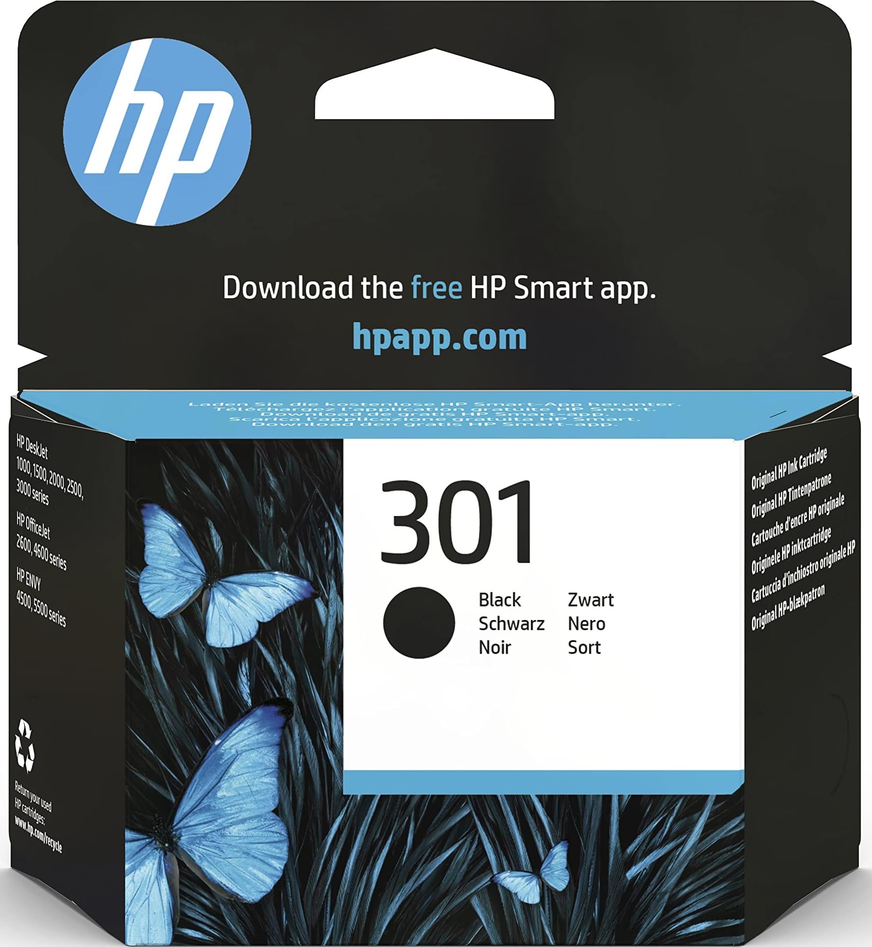 HP 301XL Black, Original Ink Cartridge, High Capacity | Compatible with DeskJet 