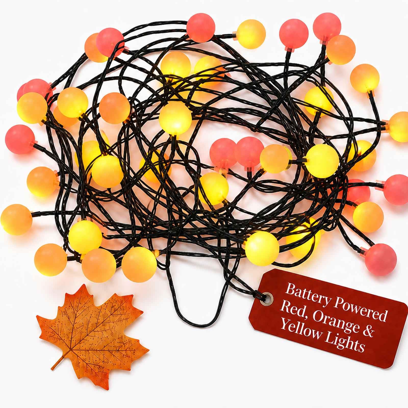 Qbis 40 Berry Cluster Lights - Outdoor/Indoor Christmas Lights with Timer, Batte