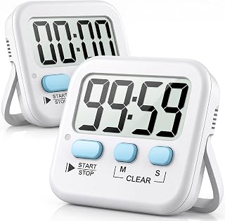 Antonki 2 Pack Digital Timer for Kids Classroom Kitchen Timers for Cooking | With 2*AAA Battery, Count Up / Down, Loud Alarm & Silent Flash‑Light Mode, Magnetic Back, Kickstand, School Teacher Supplies