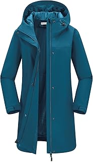 33,000ft Manteau de pluie long imperméable pour femme avec maille filet respirante avec capuche
