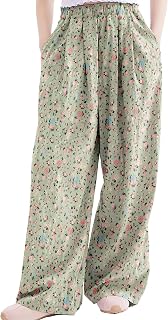 Rolanko girls wide leg pants baggy baggy pants palazzo pants for girls linen pants casual beach 6-14 years