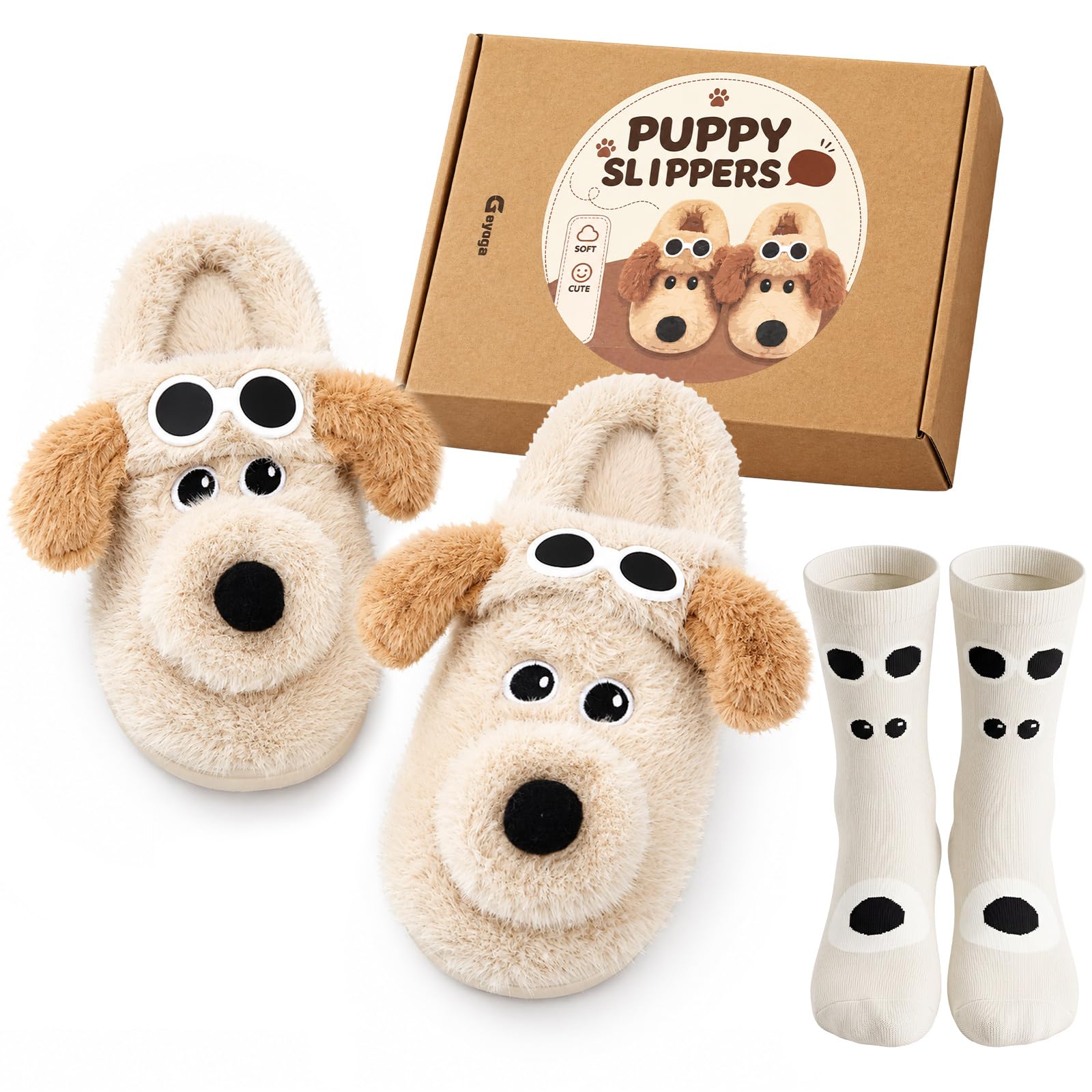 Geyoga Cute Animal Slippers for Women and Matching Socks