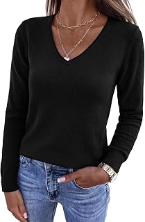 PRETTYGARDEN Womens Fall Sweaters 2026 Fashion V Neck Long Sleeve Ribbed Knit Pullover Sweater Top Lightweight Soft Outfits