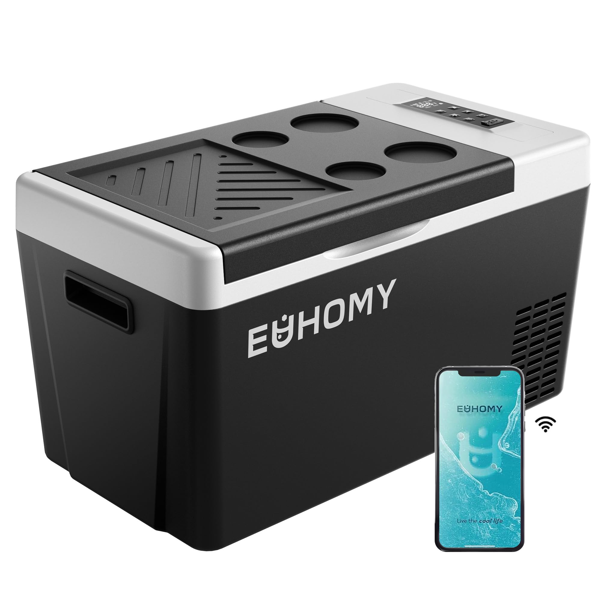 EUHOMY 23QT 12 Volt Refrigerator, -4℉~68℉ Electric Cooler for Car | No Ice Neede