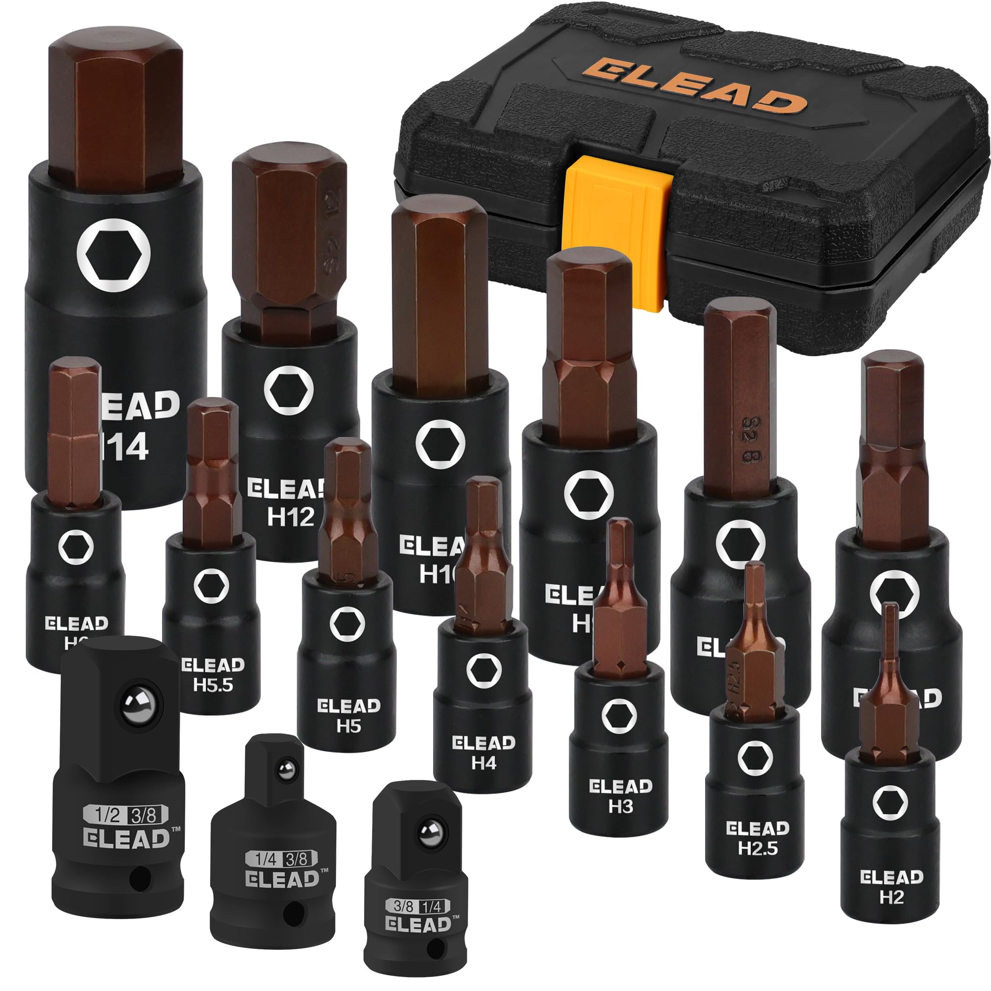 16-Piece Metric Hex Bit Socket Set - Premium S2 Steel 2mm-14mm Allen Socket Set 