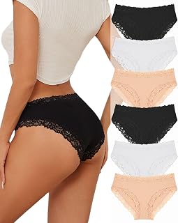 ALL OF SHE 6 Pieces Women Brazilian Cotton Underwear Soft Lace Hipster Sexy Panties Ladies Soft Panties Panties Panties Pack Sizes