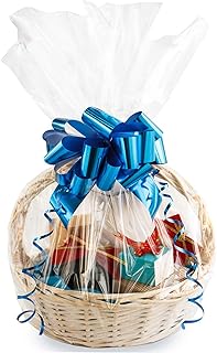 Morepack Large Cellophane Bags for Gift Baskets 30x40 Inches 10Pcs | Clear Cellophane Gift Bags (No Bow or Ribbon Included)