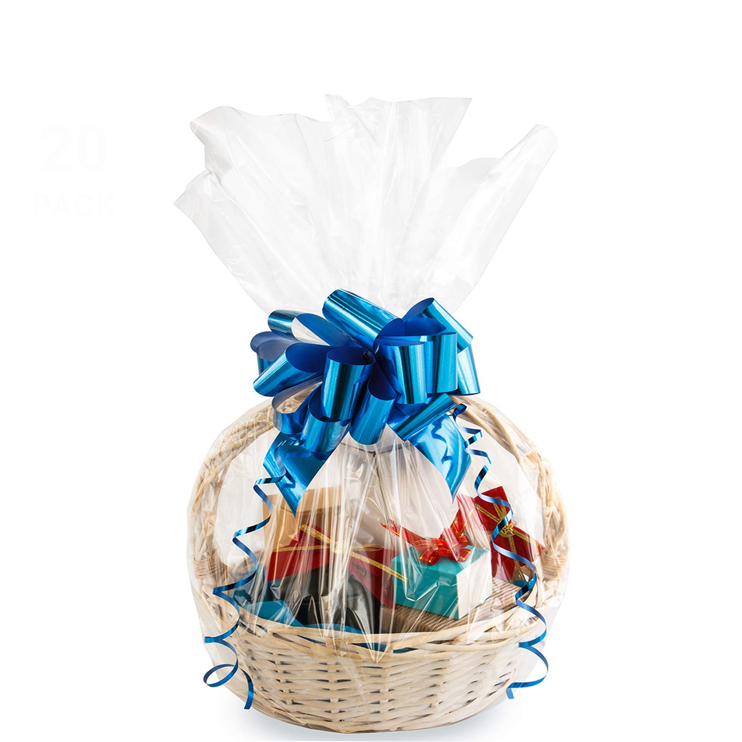 Morepack Large Cellophane Bags for Gift Baskets 30x40 Inches 10Pcs | Clear Cello