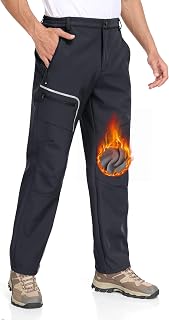 MoFiz Men's Softshell Hiking Trousers Ski Trekking Mountain Winter Windproof Waterproof Thermal Functional Work Trousers Warm Fleece Lining