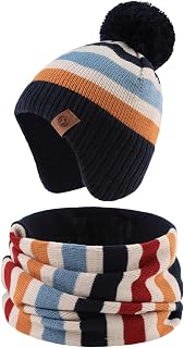 Xiaohawang Baby Winter Knitted Beanie Hat with Fleece Lining and Pompom