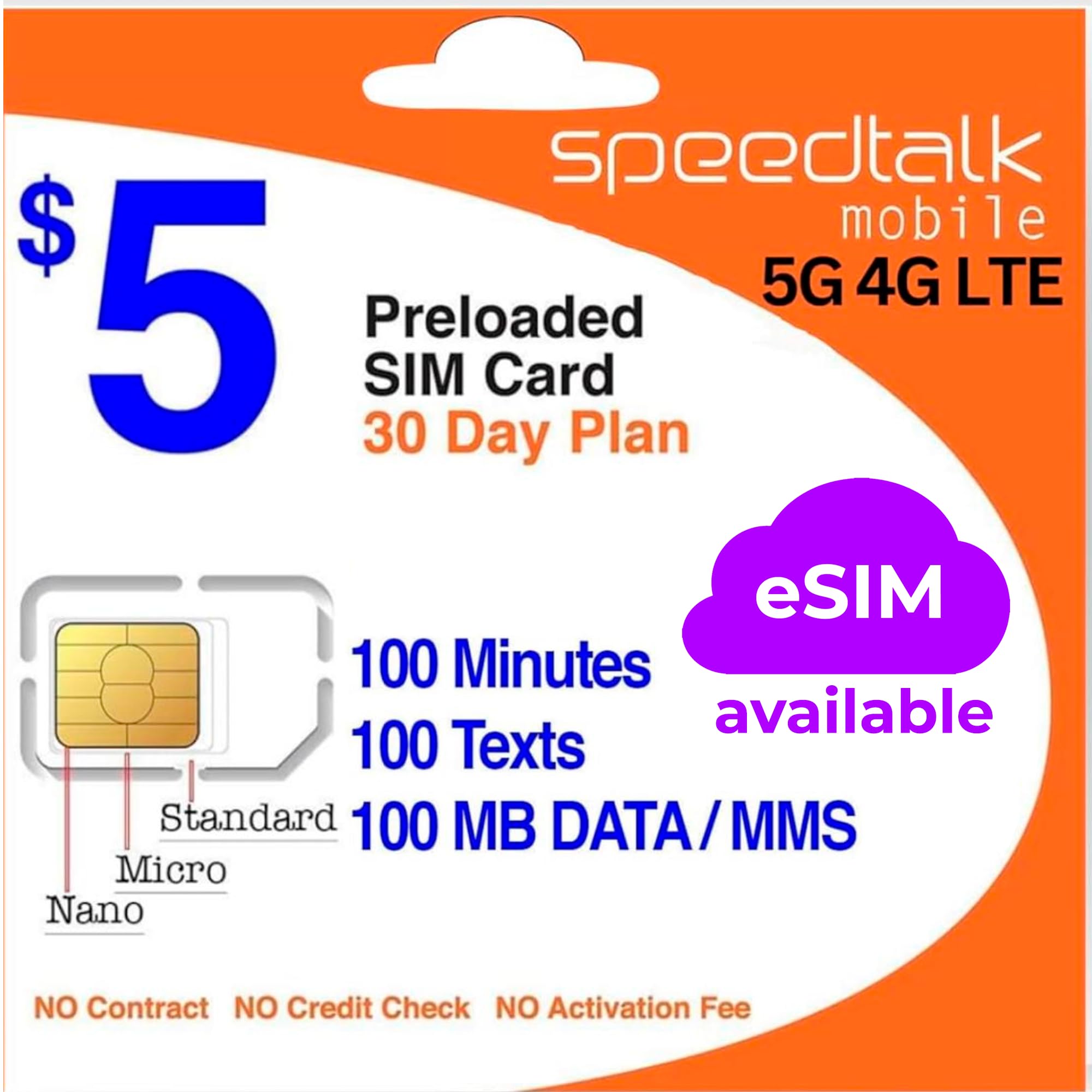 SpeedTalk Mobile $5 Prepaid SIM Card – Top Value Plan for Smartphones & Cellphon