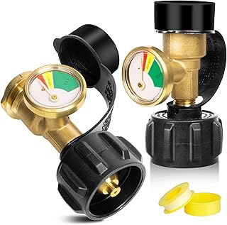 Tottist Propane Tank Gauge Level Indicator, Color Coded Gas Meter with Leak Detector for 5-40 lb LP Tanks, Universal QCC1/Type 1 Connector, Compatible with RV, Camping Stove, BBQ Grill, Heater