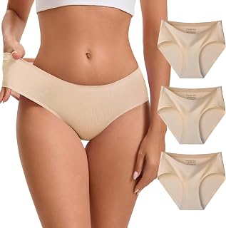 INNERSY Women's Cotton Seamless Underwear Cheeky No Show Invisible Hipster Panties 3-Pack