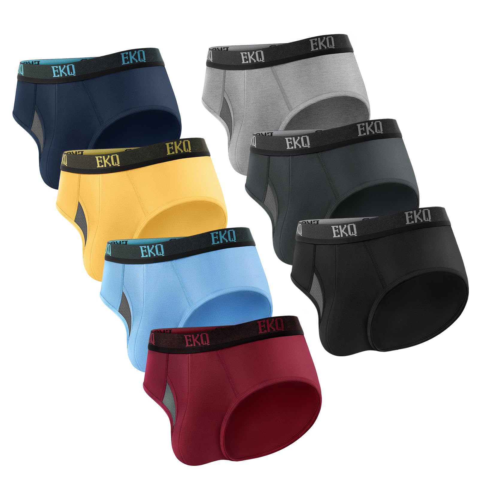 7-Pack Tagless Mens Underwear Briefs, 3D Pleated Mesh U-pouch, Stretch Bamboo Ra