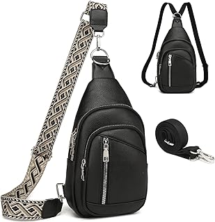 Travistar Sling Bag Crossbody Backpack Purse - 2 in 1 Leather Cross Body Bag Fanny Pack with 2 Removable Strap Large Chest Shoulder Bags for Travel Hiking Cycling