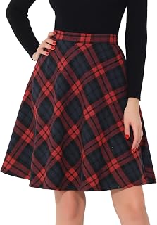 Allegra K Women's Plaids Vintage Tartan Elastic Waist Short A-Line Skirt