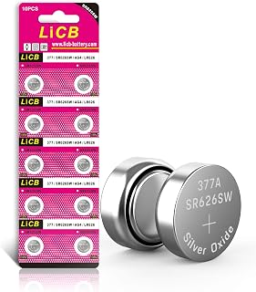 LiCB 10 PCS SR626SW 377 AG4 1.5V Button Cell Watch Batteries