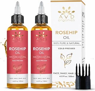 AVD Organics Rosehip Oil for Hair 120 ml (Pack of 2) – 100% Pure & Natural Rosehip Oil | For Hair & Scalp Nourishment, Streghtening | Suitable for All Hair Types | 4.0 fl oz Each