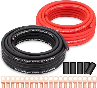 4 Gauge Wire Battery Cable CCA with Terminals Kit for Automotive Amp,50FT