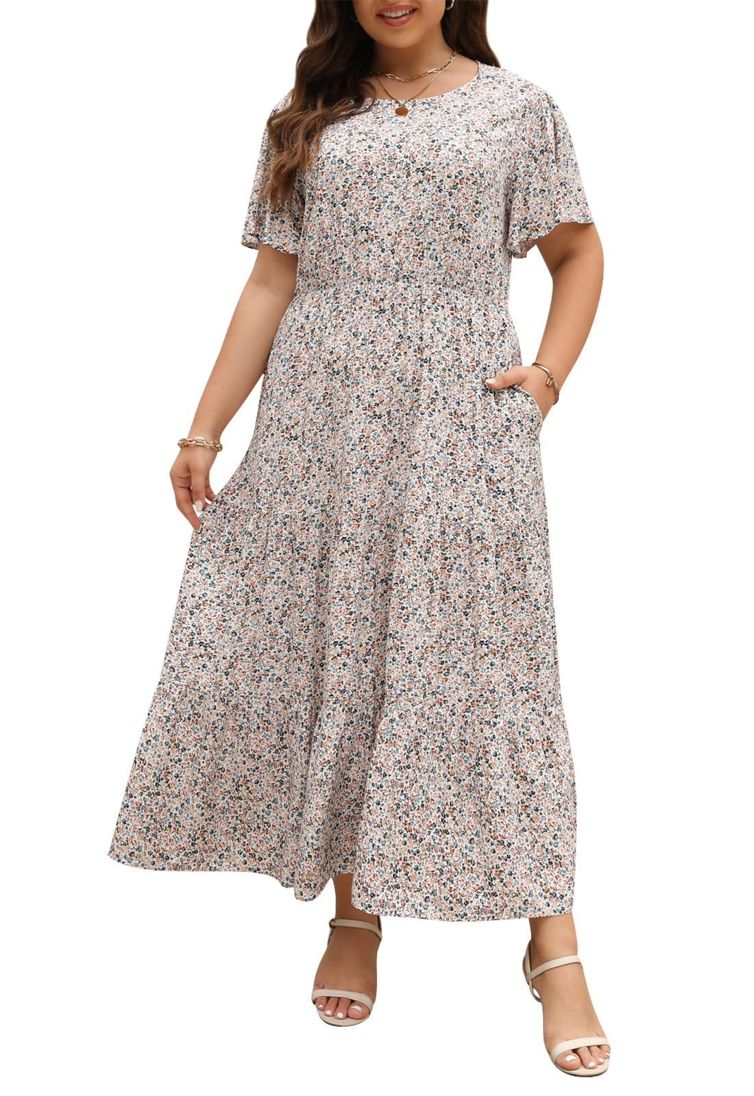 Nemidor Women's Plus Size Casual Long Bohemian Maxi Dress