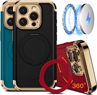 COOLQO for iPhone 15 Pro Max Case 6.7'' Upgraded 360° Spin Magnetic Stand