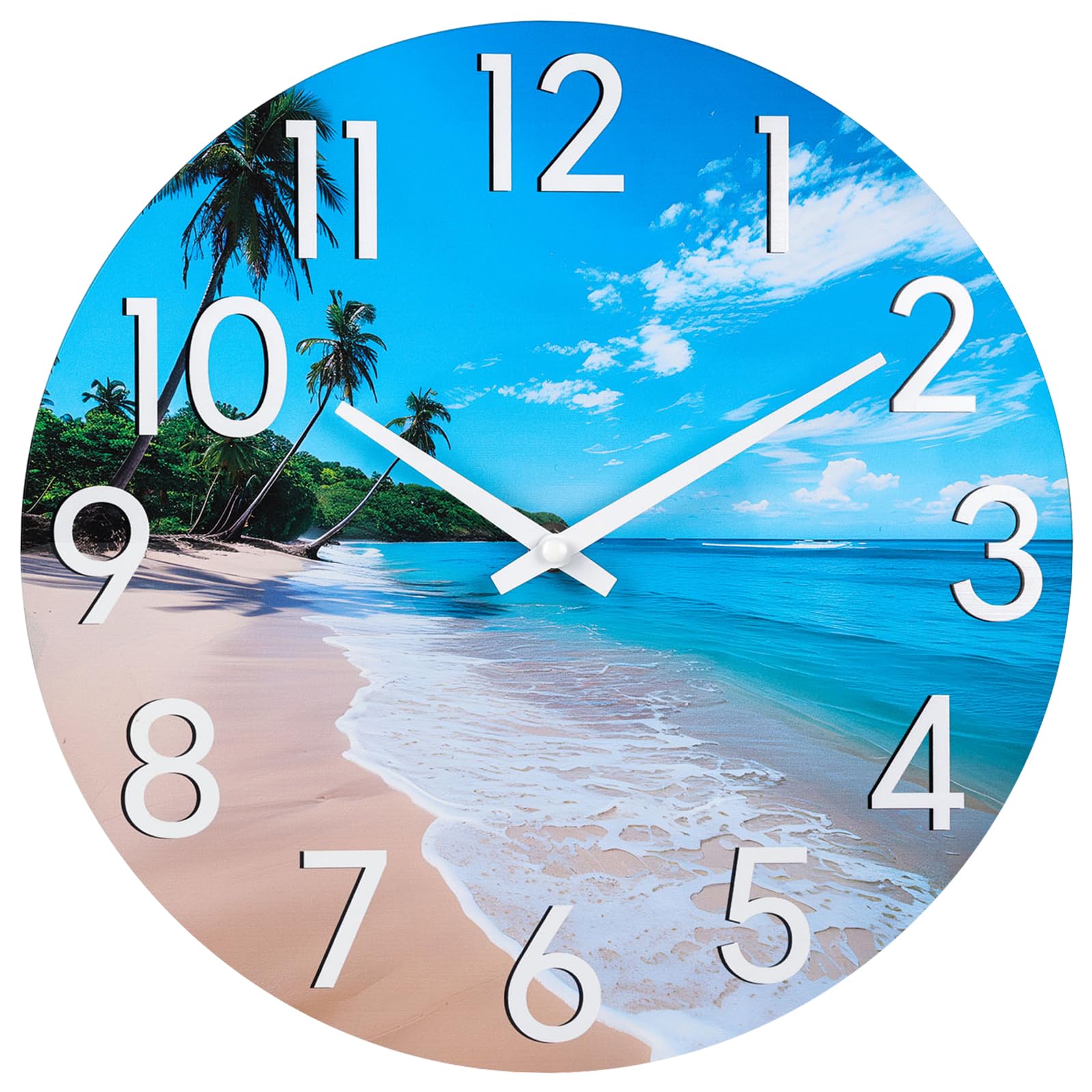 JoFomp Beach Outdoor Clocks for Patio, Large Outdoor Clocks Waterproof 12 Inch w