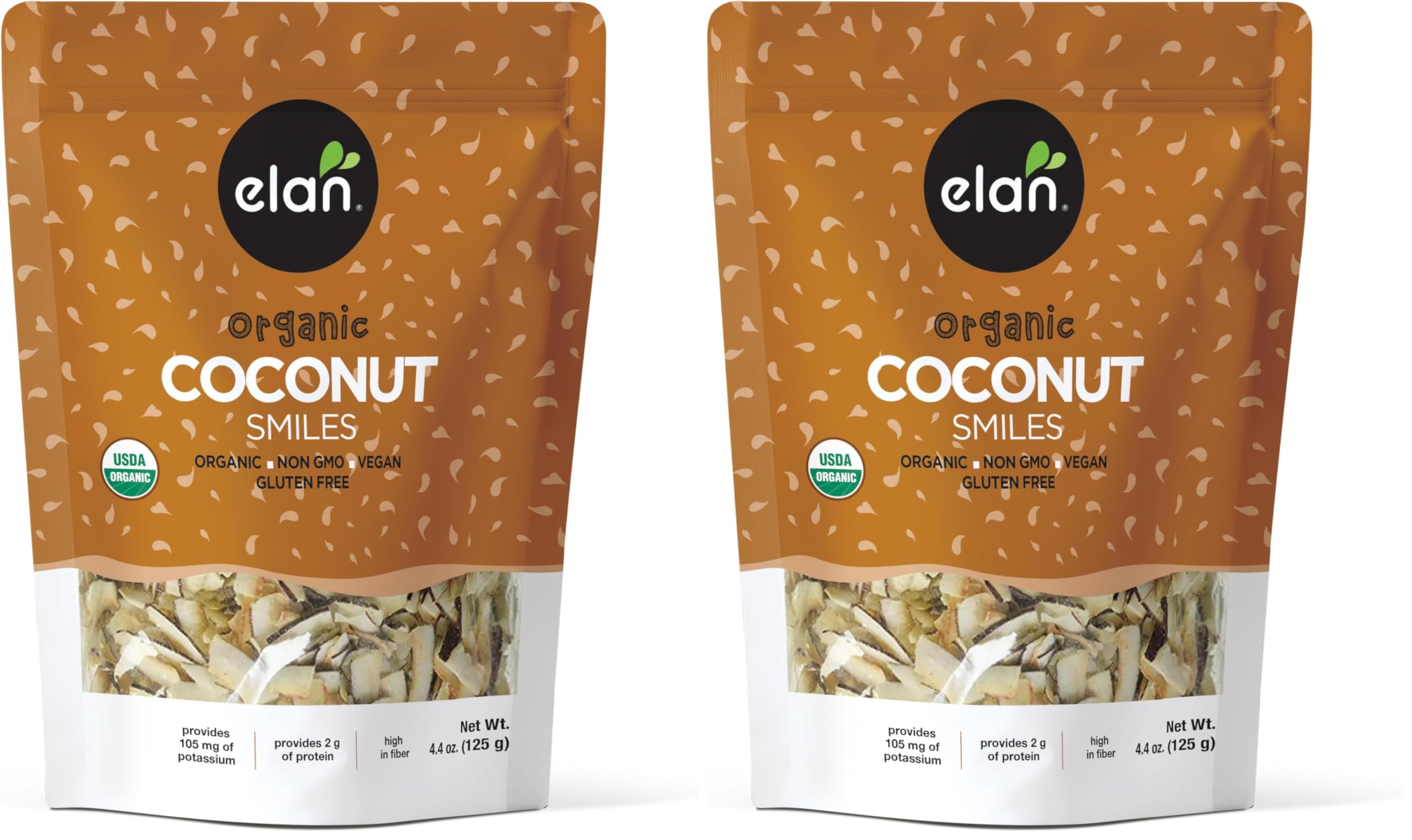 ELAN Organic Coconut Smiles 125 Gram (Pack of 2)