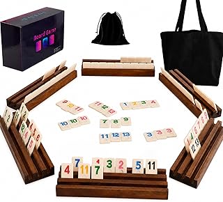 Wahartoly Rummy Cube Game Original - Rummy Cube Game 2-6 Players with 160 Tiles and 6 Wooden Racks - Classic Board Games for Family and Party