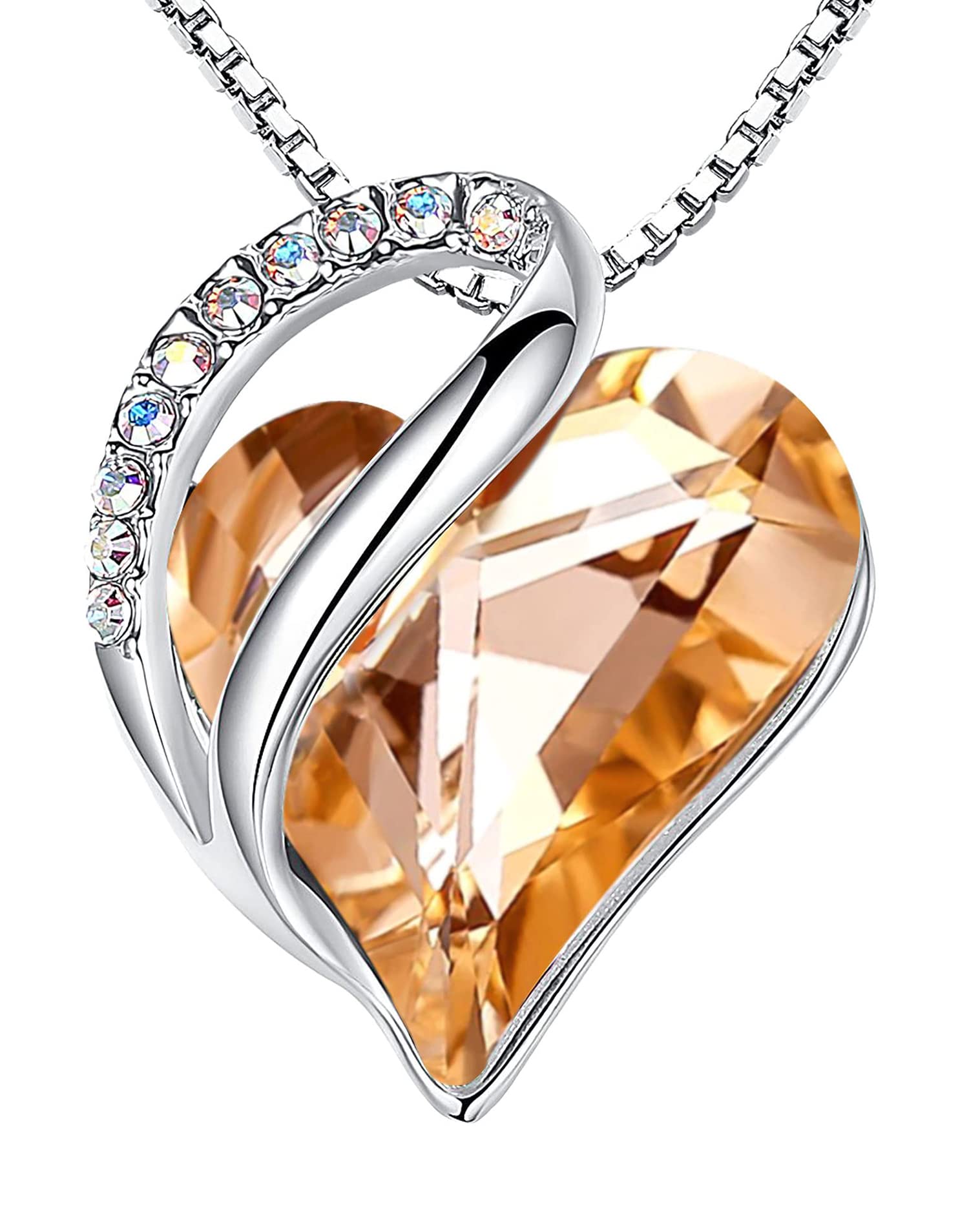 Leafael Valentine Necklace Women Infinity Love Heart Pendant with Birthstone and