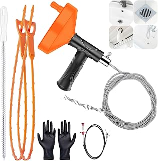 33 Ft Drain Snake Auger, Plumbing Snake Drain Hair Clog Removal Tool, Heavy Duty Plumbing Snake Auger, Sink Unclogger Drain Cleaner Tool for Bathroom Kitchen Tub Shower with Gloves