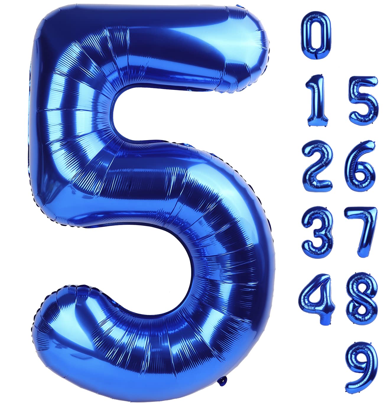 Number Balloons 5 Balloon Blue Birthday Decorations for Men Party, 40 Inch | Jum