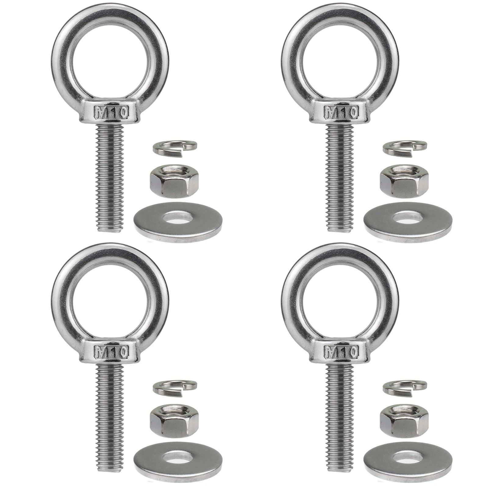Set of 4 Stainless Steel M10 x 38mm Shoulder Hanging Bolts (3/8" x 1.5")