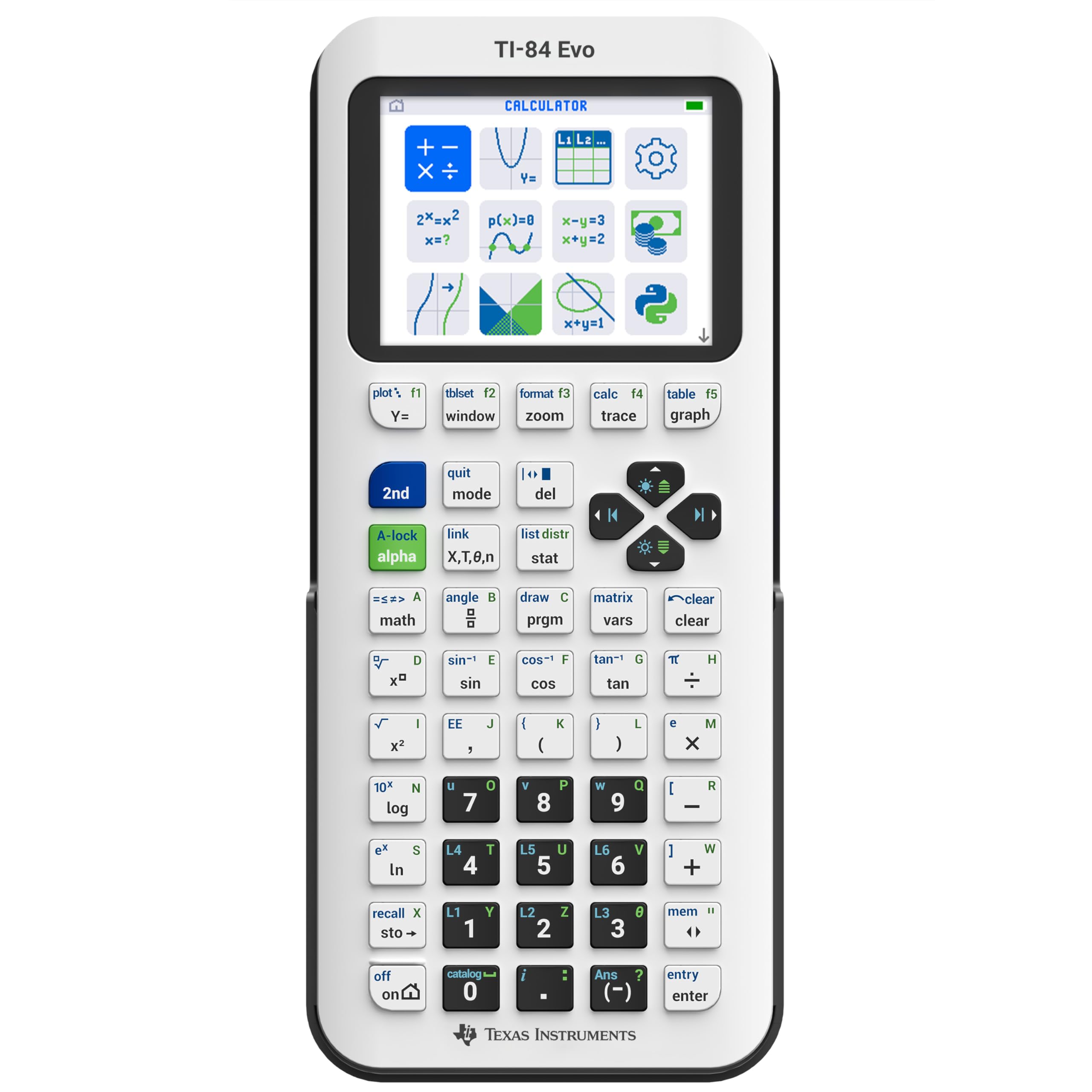 TI-84 Evo Graphing Calculator Texas Instruments, White | Intuitive Icon-based Ho