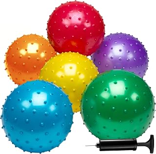 Bedwina 7-Inch Knobby Sensory Balls, Spiky Massage Stress Balls | Includes Pump, Bouncy Balls for Kids & Toddlers, Party Favors, Sensory Play, Occupational Therapy & Fidget Toys